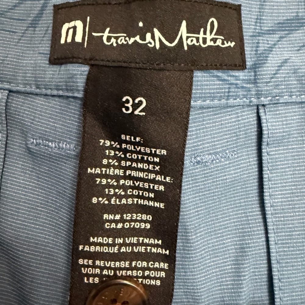 TravisMathew Jungle Oasis Shorts Blue Palm Leaf Print Mens 32 Golf Lifestyle 9" - Picture 5 of 7
